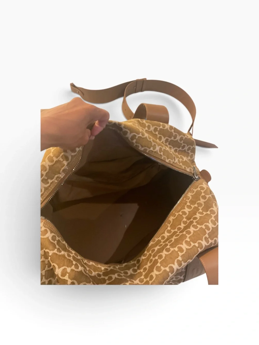 Lux Canvas Logo-Print Brown Duffel with Removable Strap